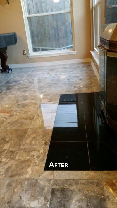 Marble floor after cleaning and polishing