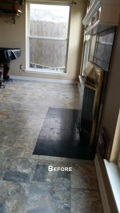 Marble floor before cleaning and polishing