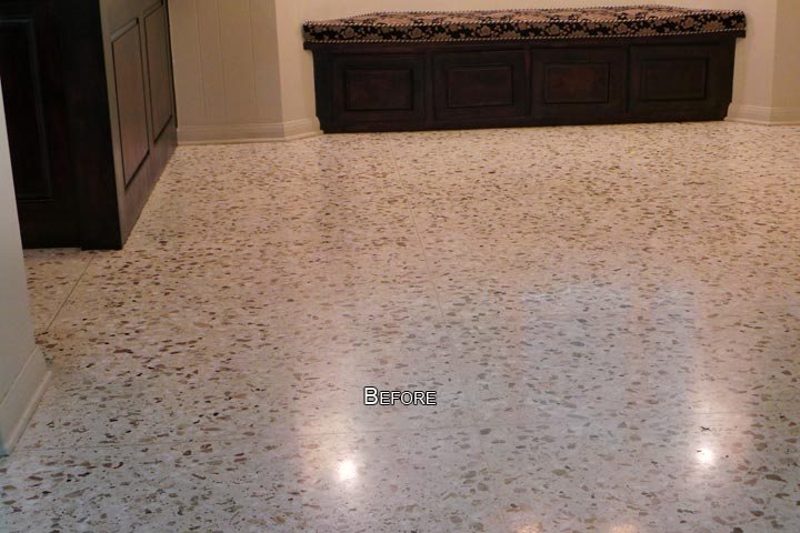Terrazzo floor before restoration