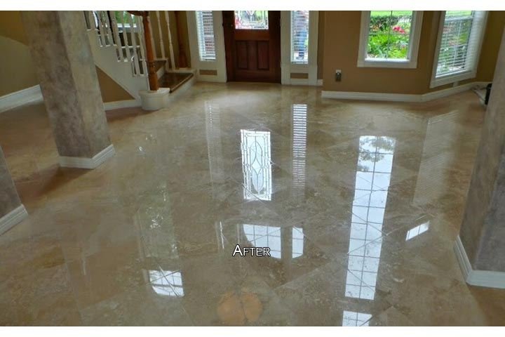 Travertine floor after professional cleaning