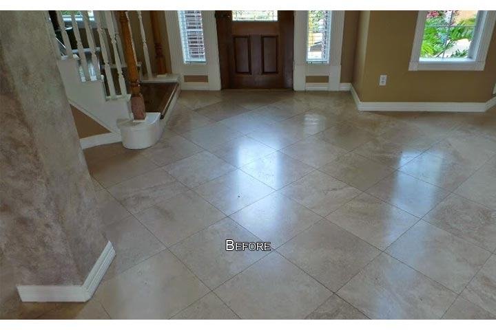 Travertine floor before professional cleaning
