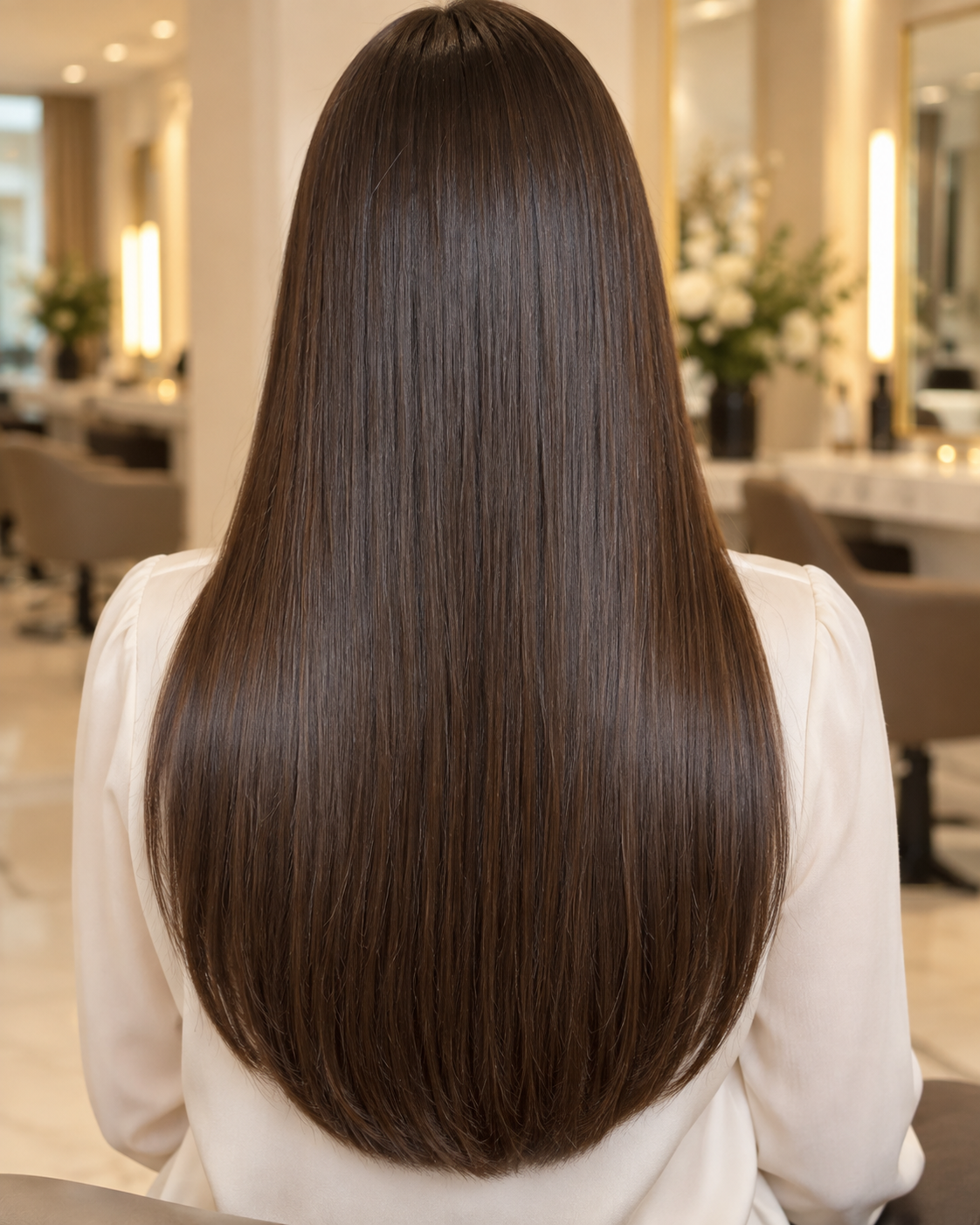 Long smooth straight brunette hair